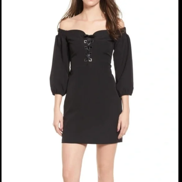 revolve black off the shoulder dress superdown Blake Off Shoulder Gown in Black